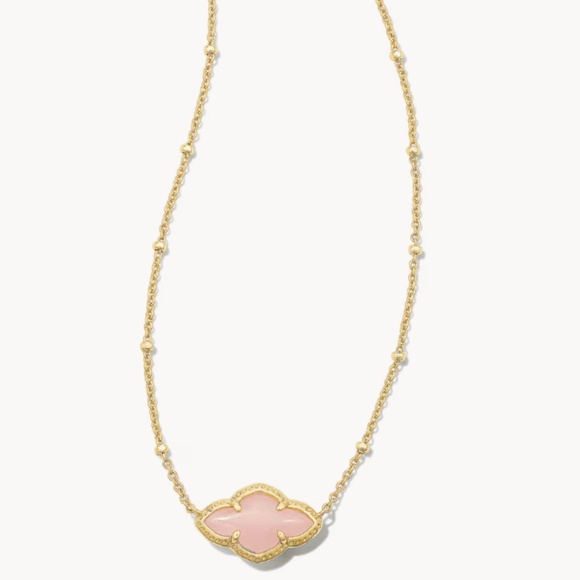 Kendra Scott "Abbie" Gold Pendant Satellite Necklace in Rose Quartz NWT - Picture 1 of 5